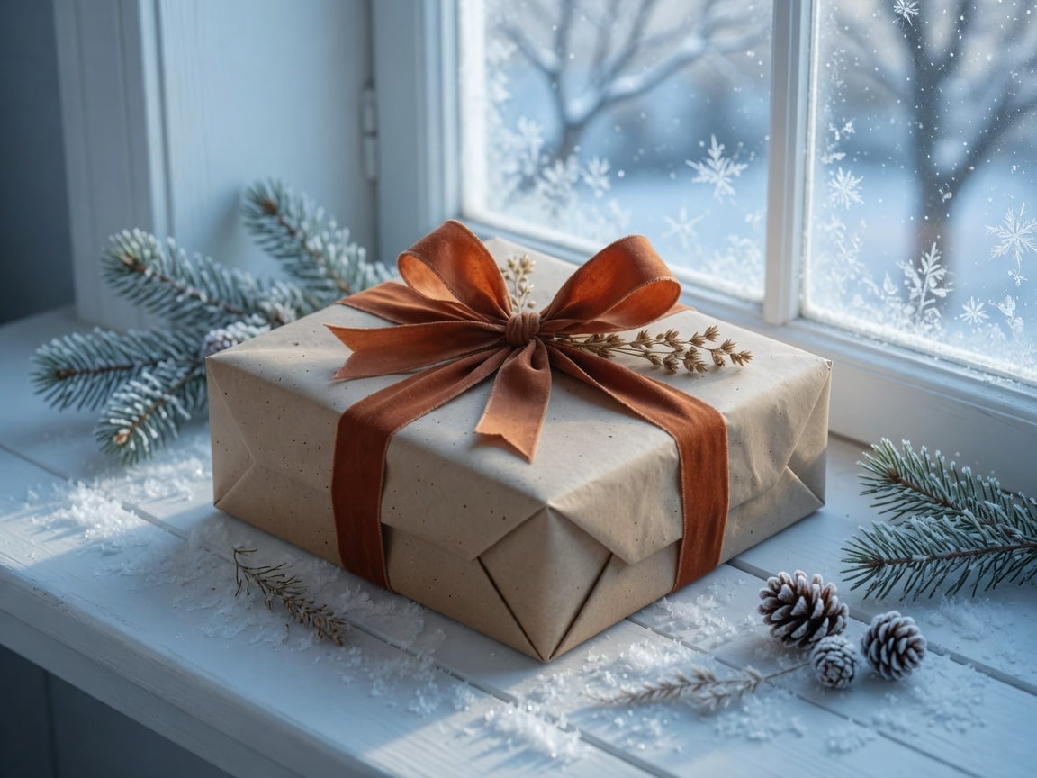 EzCreate AI Image Editor personal draft of the same gift by a window.