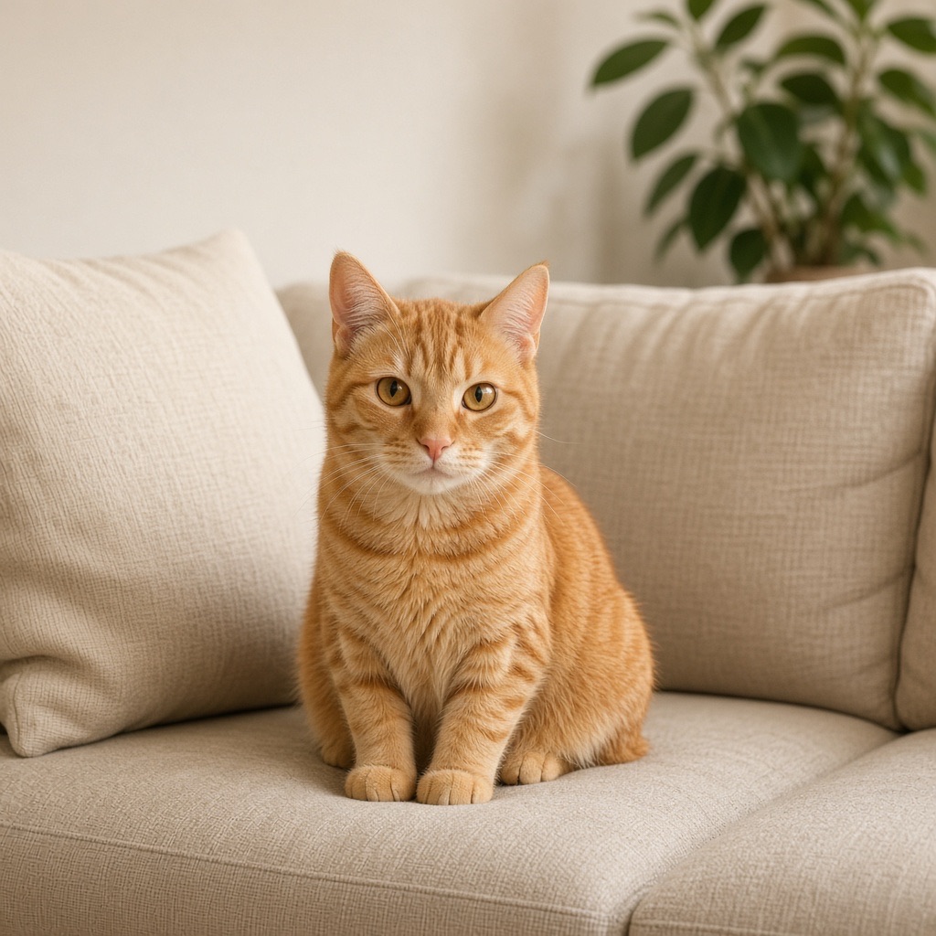 Same cat after a prompt that asked to remove matcha filter and rebuild a realistic photo.